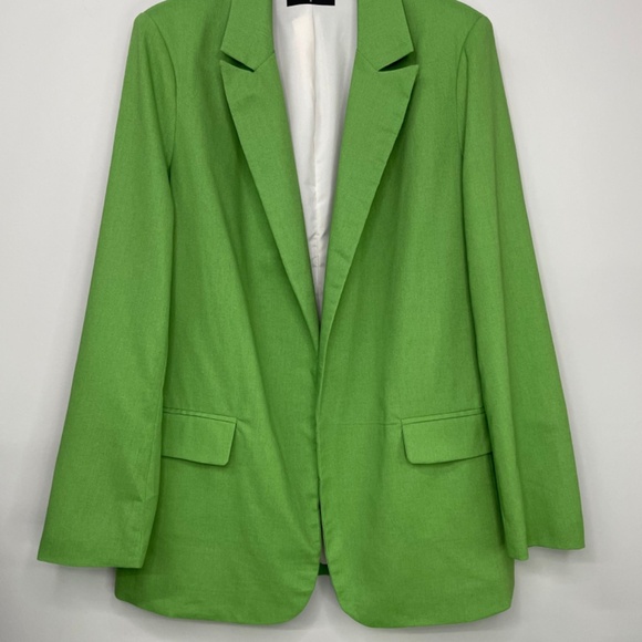 Green Linen Blazer w/ Crystal Tiger - Picture 2 of 2